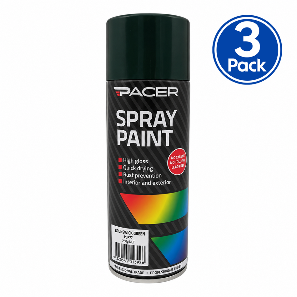 PACER Brunswick Green Enamel Spray Paint 250g 3 Pack