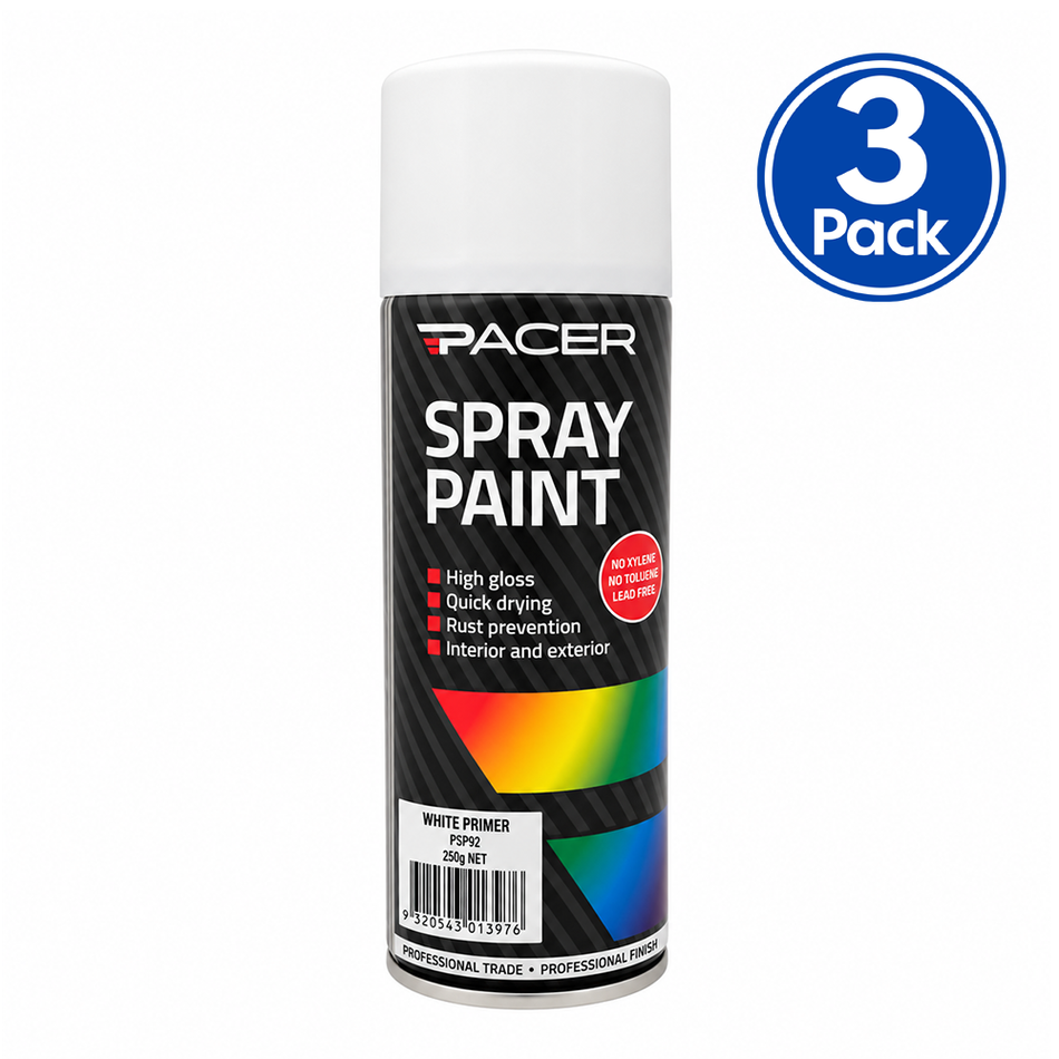 PACER White Enamel Primer Spray Paint 250g 3 Pack