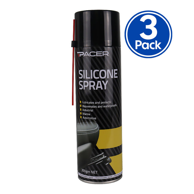 PACER Silicone Spray 350gm Lubricant Protective Coating x3