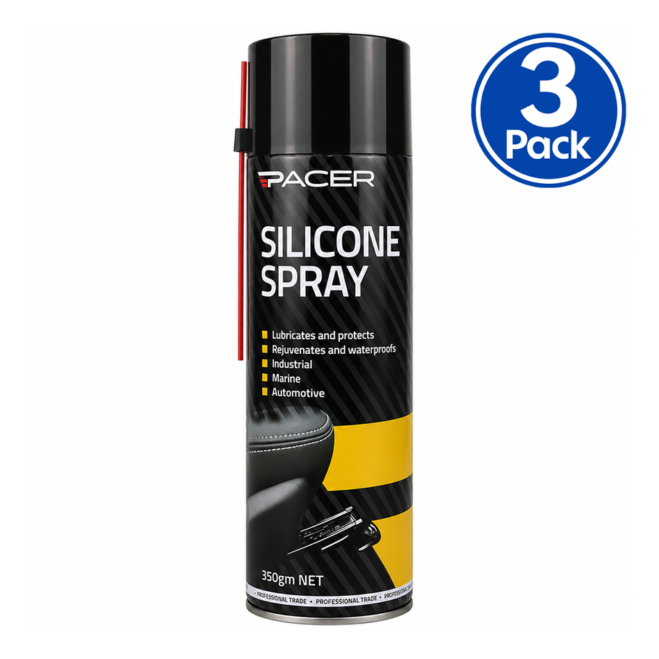 PACER Silicone Spray 350gm Lubricant Protective Coating x3