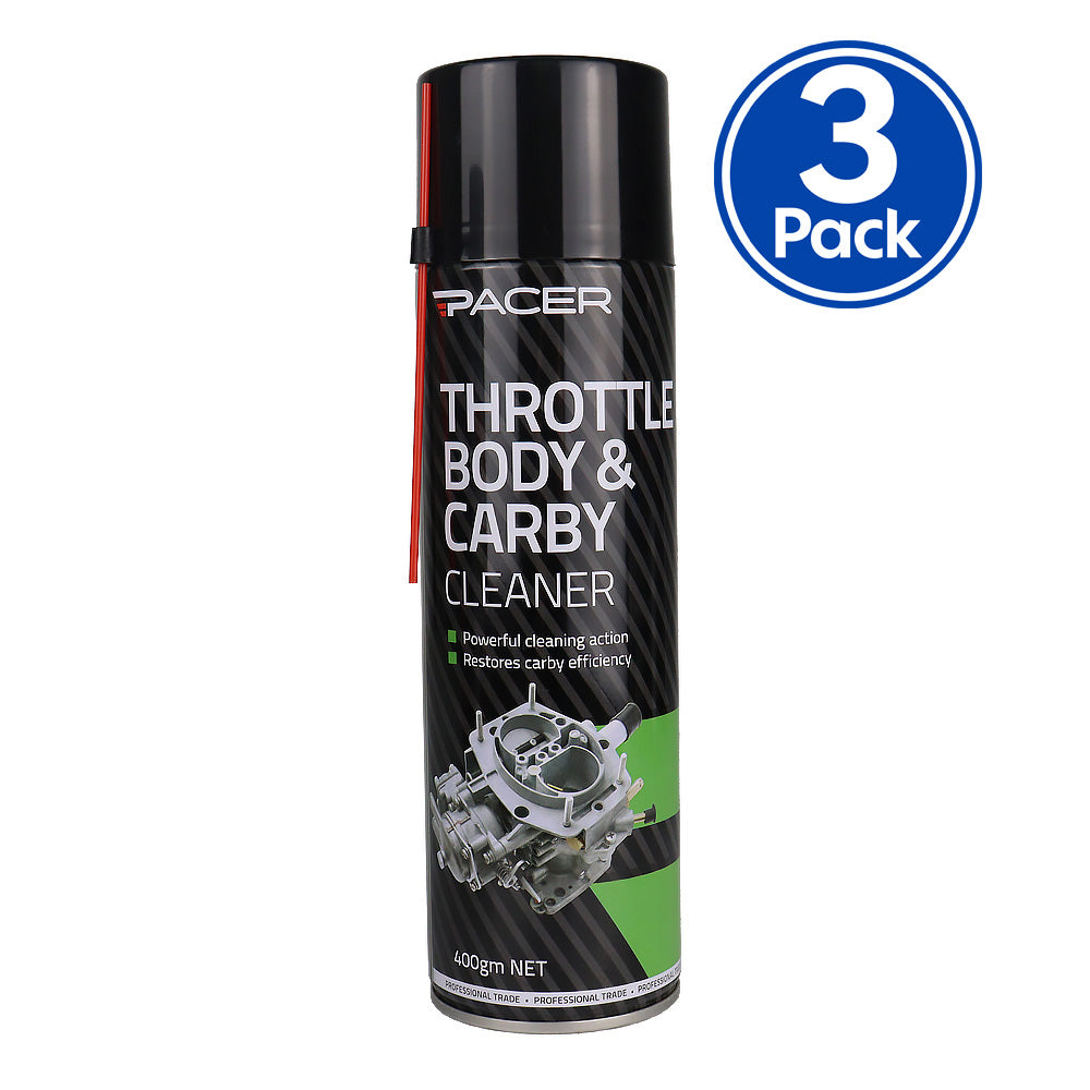 PACER Throttle Body & Carby Cleaner 400gm Fuel System Spray Degreaser x3