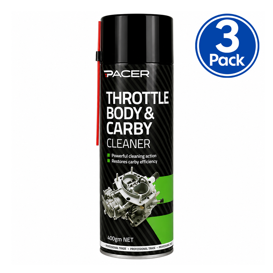 PACER Throttle Body & Carby Cleaner 400gm Fuel System Spray Degreaser x3
