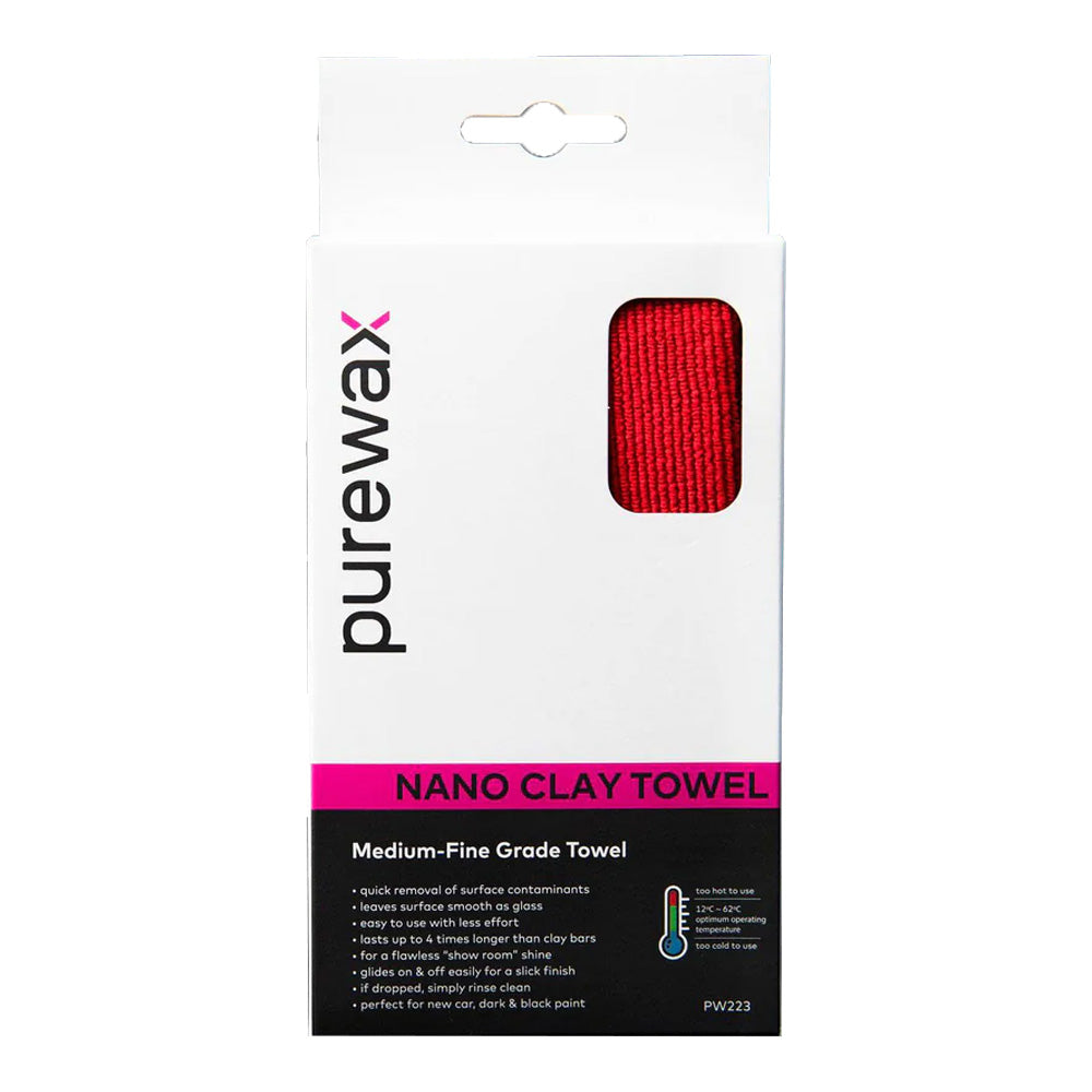 PUREWAX Nano Clay Towel 300mm x 300mm Medium Fine Grade Up To 50 Washes