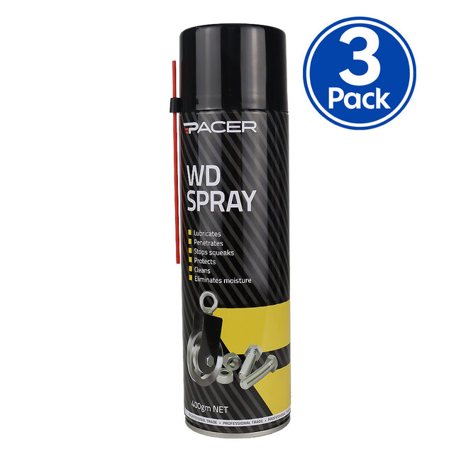 PACER WD Spray 400gm Multi-Purpose Lubricant Rust Protector Cleaner x3
