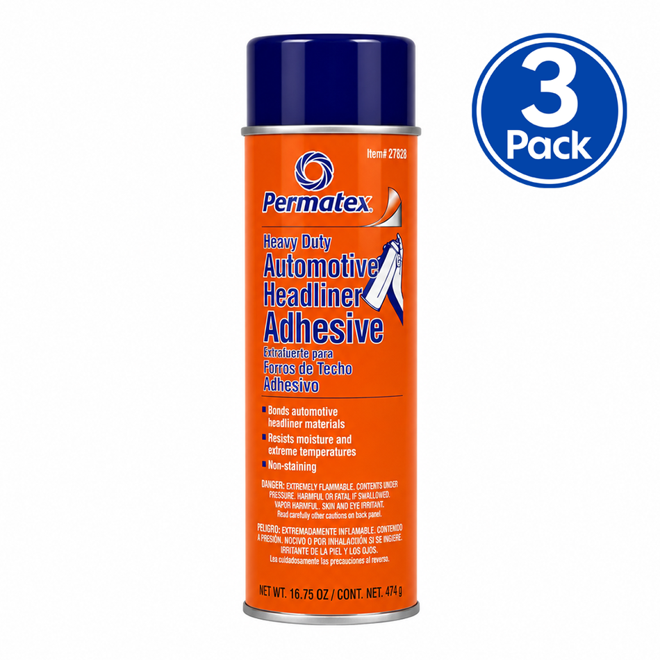 PERMATEX Heavy Duty Headliner & Carpet Adhesive Aerosol 474g 27828 3 Pack