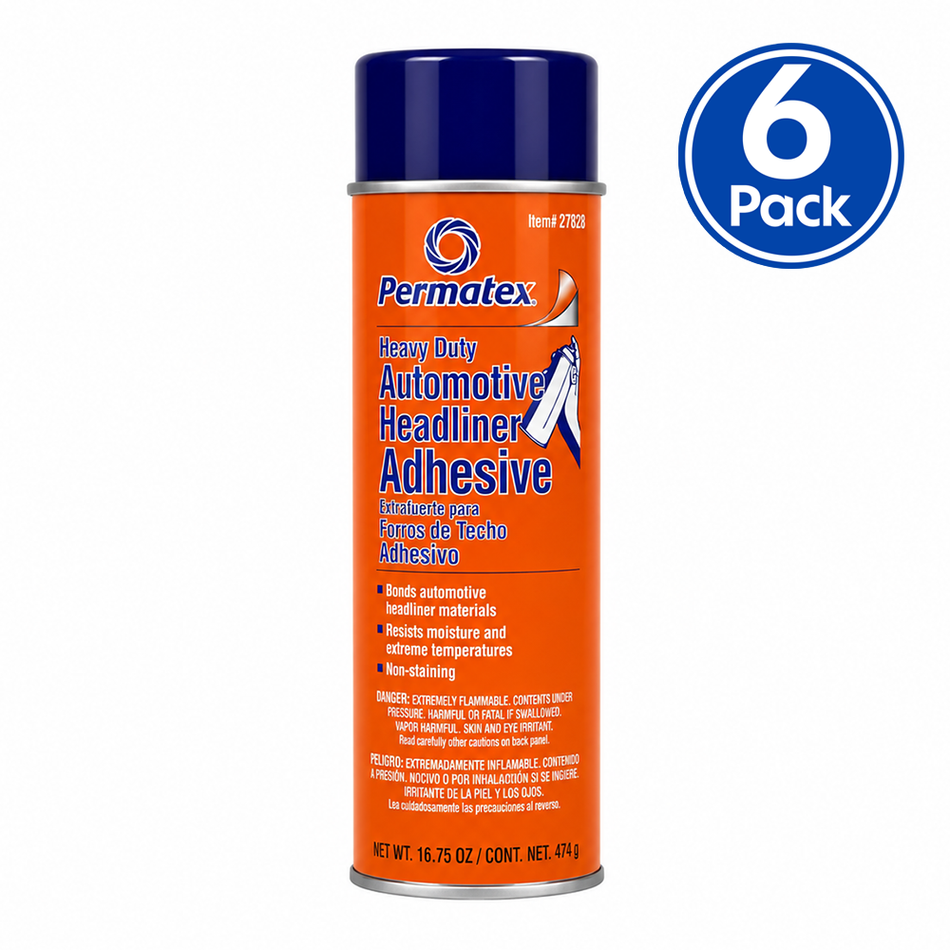 PERMATEX Heavy Duty Headliner & Carpet Adhesive Aerosol 474g 27828 Box of 6