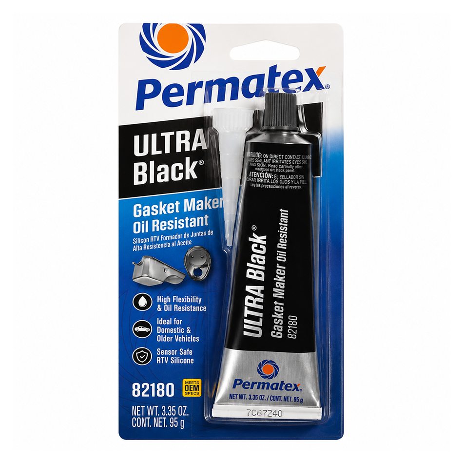 PERMATEX 82180 Ultra Black Max Oil Resistant RTV Gasket Maker 95g