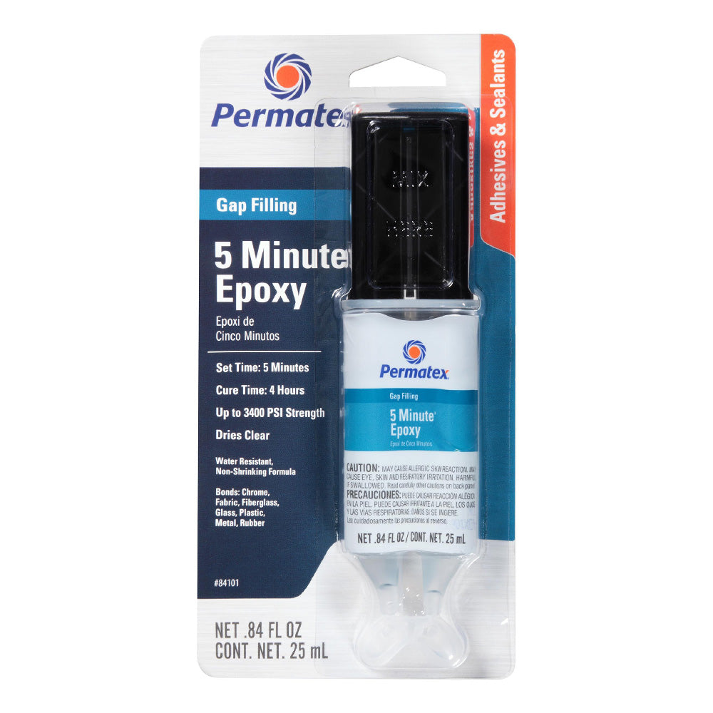 PERMATEX 2 Part Component Clear Epoxy Adhesive Filler 25ml Syringe PX84101