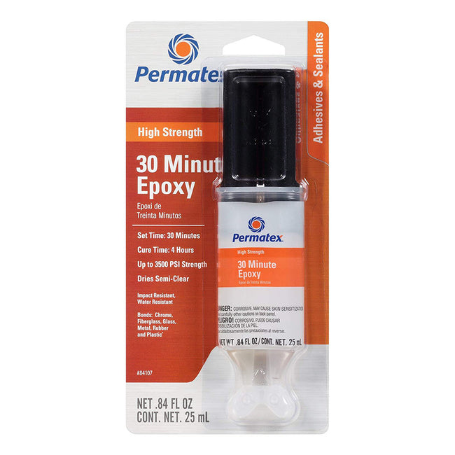 PERMATEX 2 Part High Strength 30 Minute Epoxy Adhesive Syringe 25ml PX84107