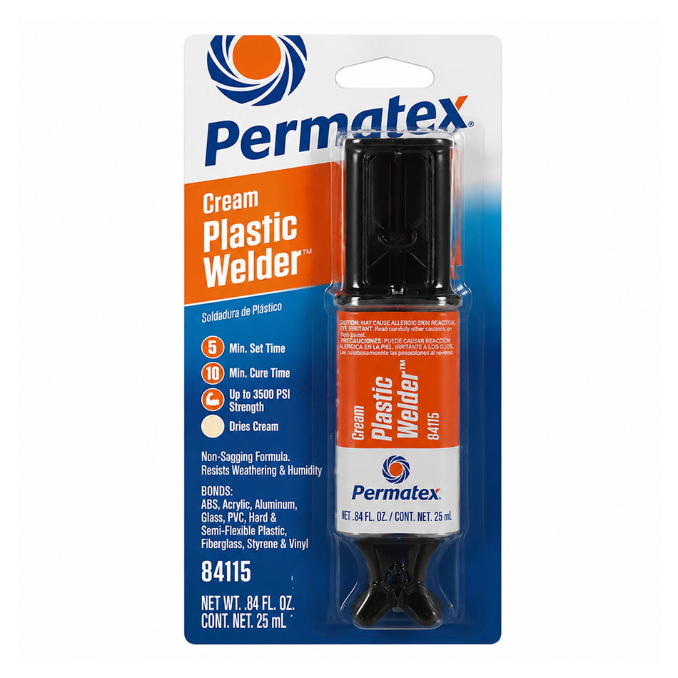 PERMATEX 84115 Plastic Weld Weather Resistant 2-Part Syringe 25ml