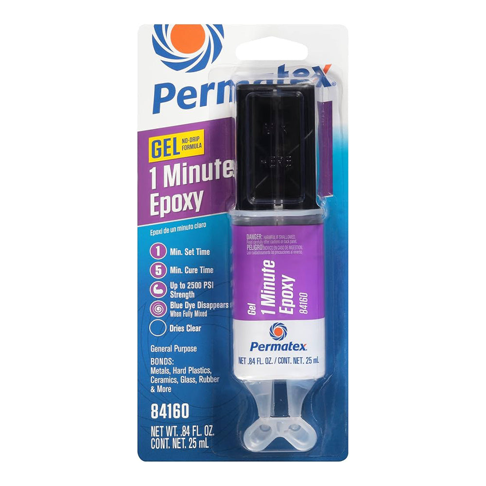 PERMATEX 1 Minute 2 Part Clear Epoxy Adhesive 25ml Syringe General Purpose PX84160