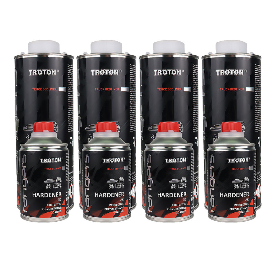 TROTON Rangers 2K Tough Protective Polyurethane Coating Kit 3.78L Black With Gun