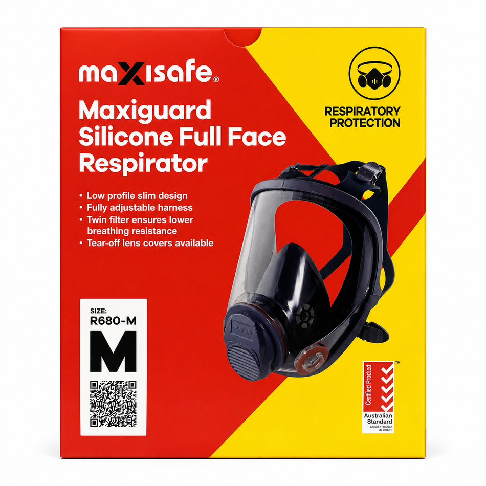 MAXISAFE MaxiGuard Silicone Full Face Respirator Medium R680-M