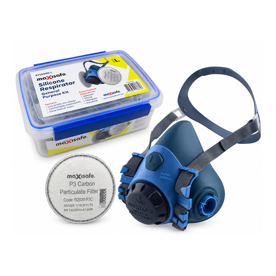 MAXISAFE MaxiGuard R7500 General Purpose Silicone Half Face Respirator Kit Large