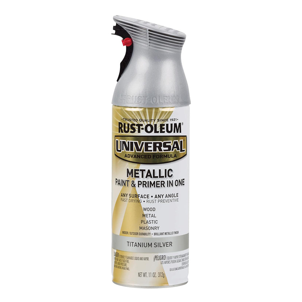RUST-OLEUM Metallic Titanium Silver Spray Paint 312g Shiny Silver Aero ...