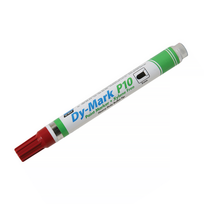 DY-MARK Paint Marker P10 Heavy Duty Bullet Tip Red 2mm x 12 Pack