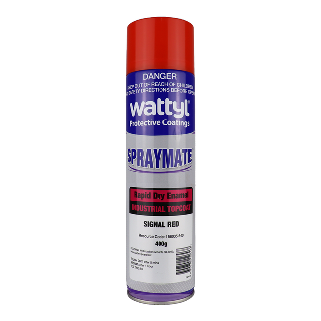 WATTYL Spraymate Industrial Quick Dry 1K Enamel Topcoat 400g Aerosol R13 Signal Red