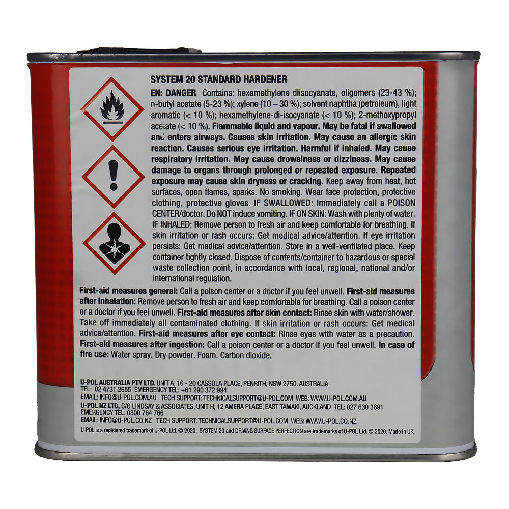 U-POL System 20 Standard Hardener 2.5L Automotive Clearcoat Hardener