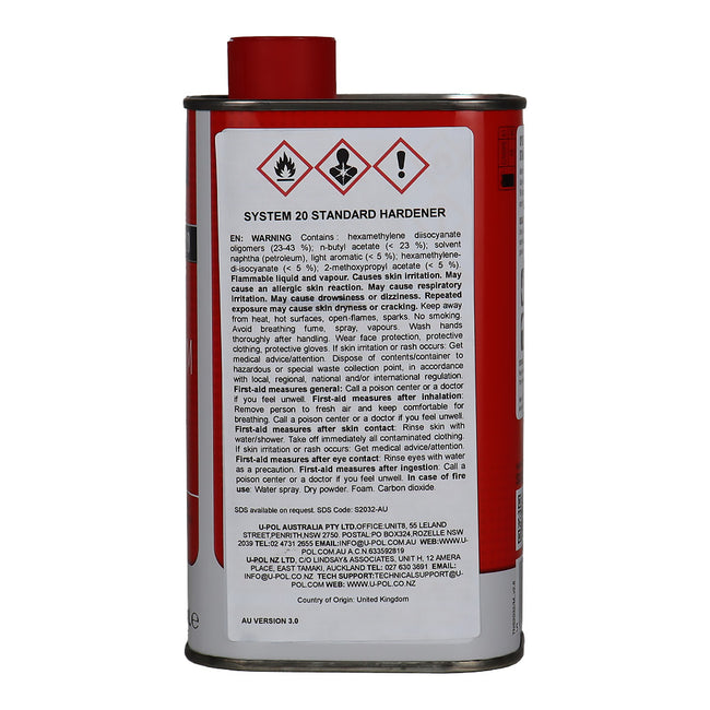 U-POL System 20 Standard Hardener 500ml Automotive Clearcoat Hardener