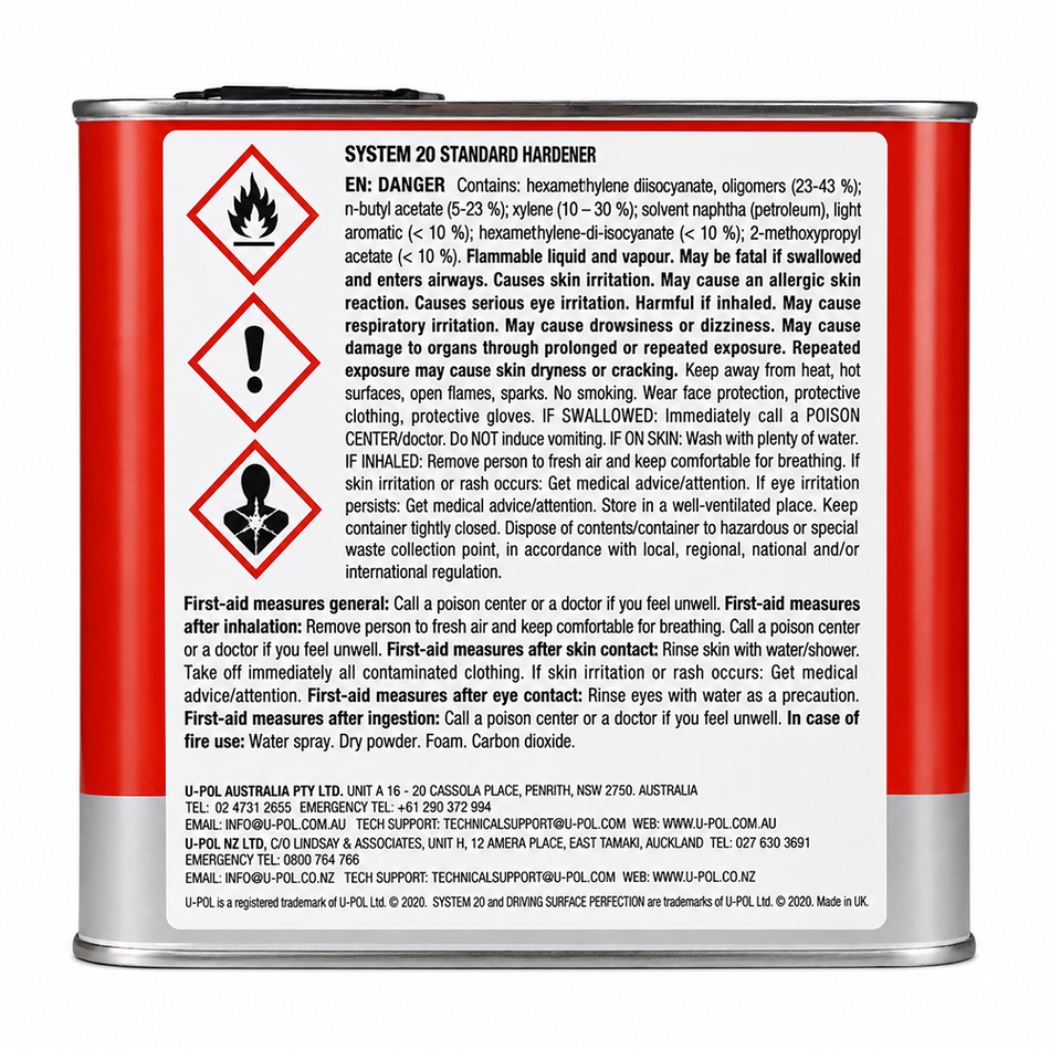 U-POL System 20 Standard Hardener 2.5L Automotive Clearcoat Hardener