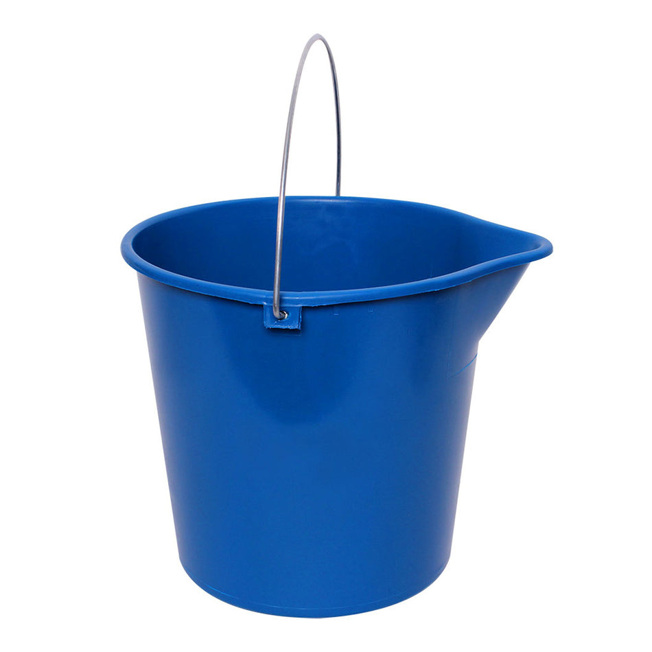 SABCO Plastic Bucket 10L Blue Metal Handle Spout Round General Purpose 3 Pack