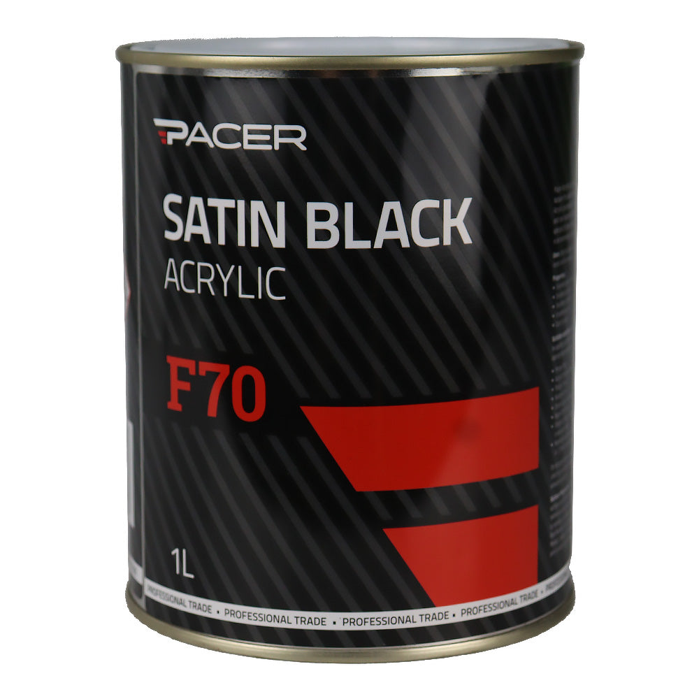 PACER F70 Satin Black Acrylic 1L Automotive Paint Durable Finish