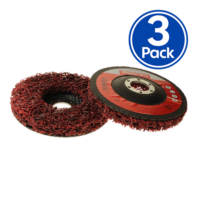 ABRASIFLEX Bibielle 127mm x 22mm Abrasive Depressed Centre Strip-It Disc Red x 3 Pack
