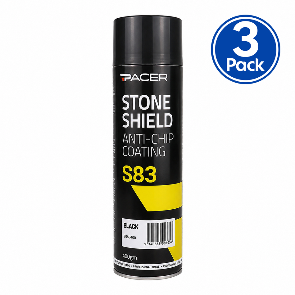 PACER Stone Shield S83 Black 400gm Aerosol Protective Coating Underbody Spray x3