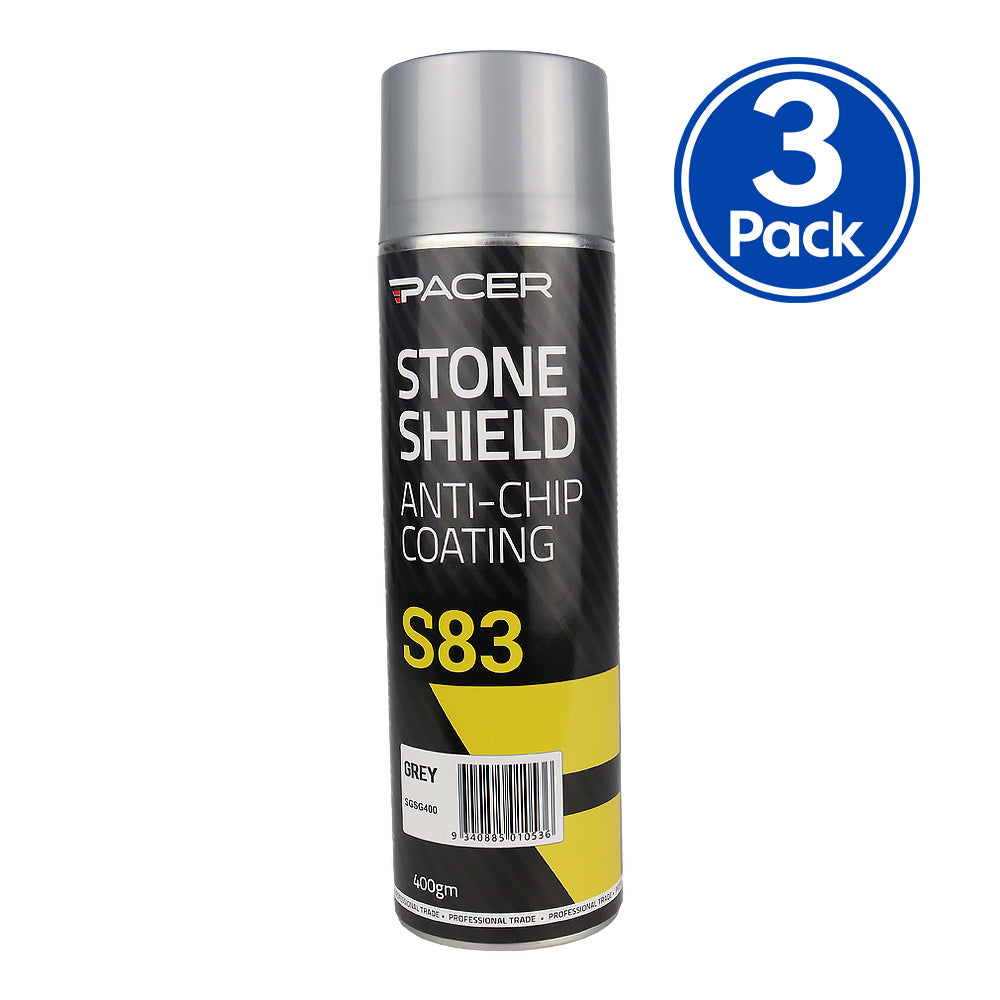 PACER Stone Shield S83 Grey 400gm Aerosol Protective Coating Underbody Spray x3