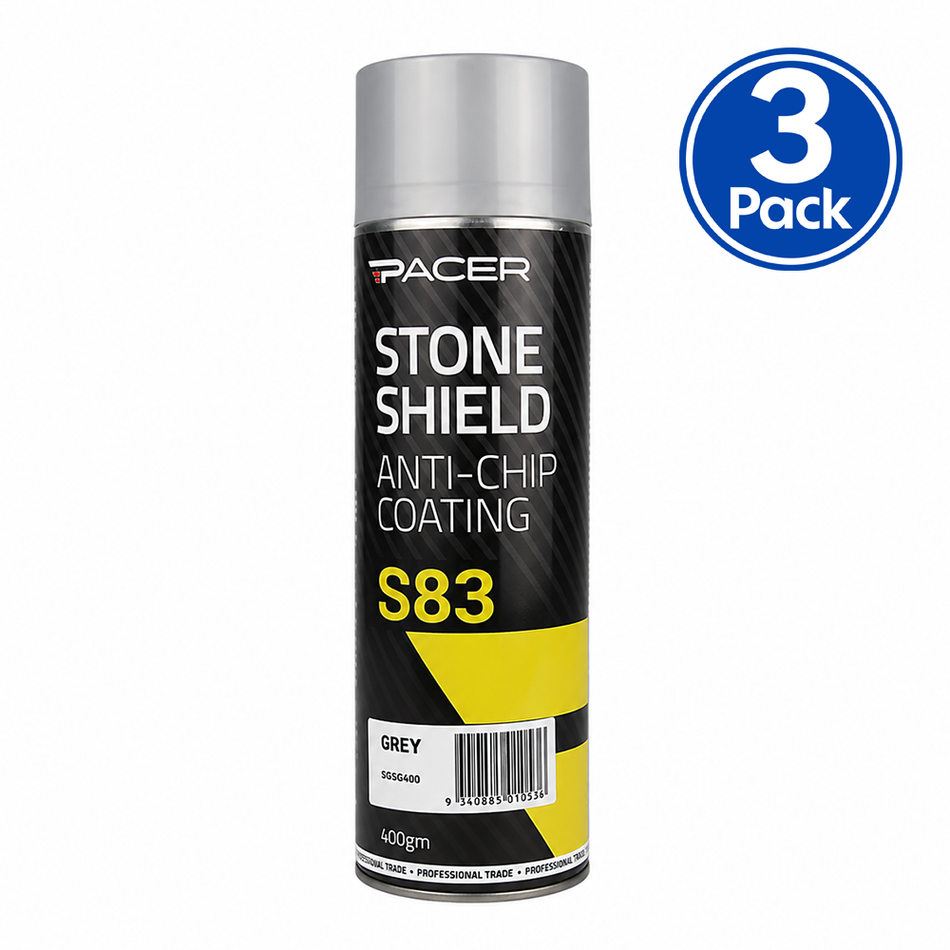 PACER Stone Shield S83 Grey 400gm Aerosol Protective Coating Underbody Spray x3
