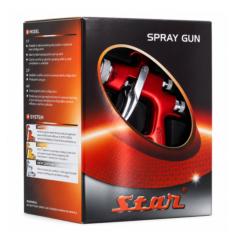 STAR V3 Pro 2000 Suction Feed Spray Gun 1.5mm Red 1L Pot