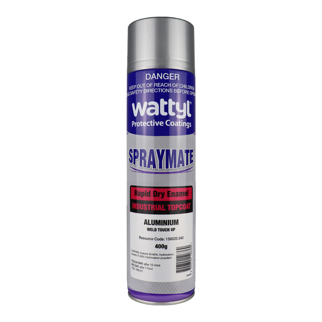 WATTYL Spraymate Quick Dry Topcoat 400g Aerosol Aluminum Silver