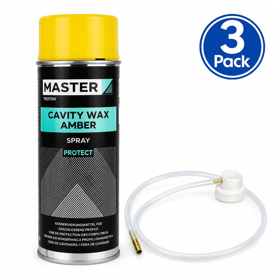 TROTON Master Cavity Wax Amber 400ml Aerosol Spray Rust Protection 3 Pack