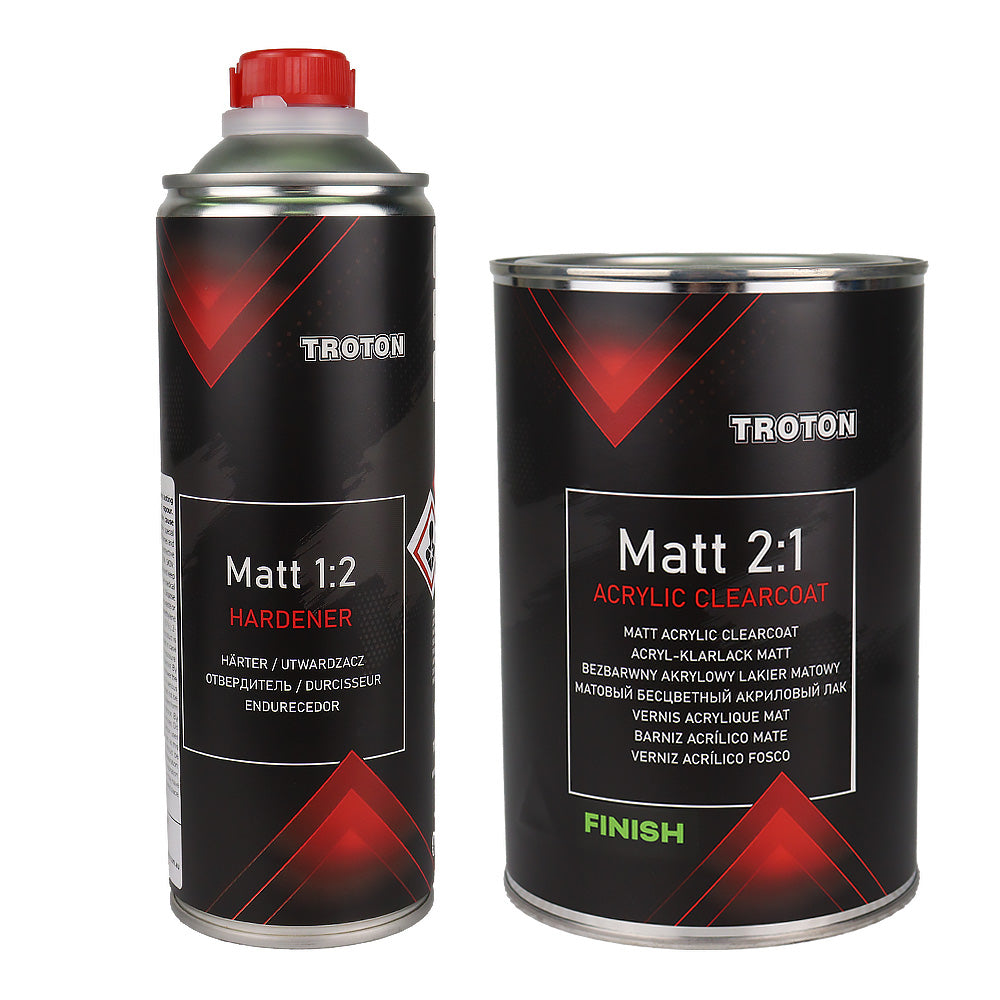 TROTON Acrylic 2K Matt Clear Coat 1.5L Kit 2:1 Ratio Paint Hardener Automotive