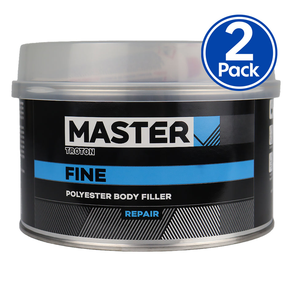 TROTON Master Fine Filler 1.8kg & Hardener Flexible Polyester Putty Repair x2