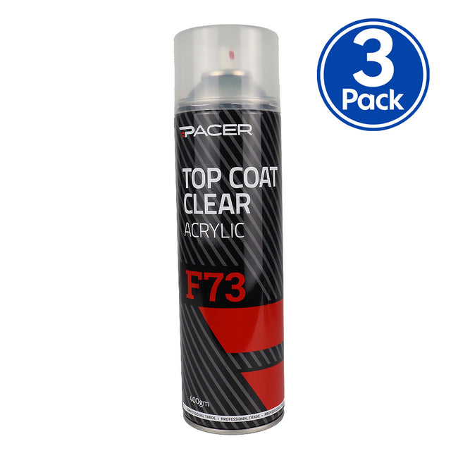 PACER F73 Top Coat Clear Acrylic 400gm Aerosol Protective Finish x3
