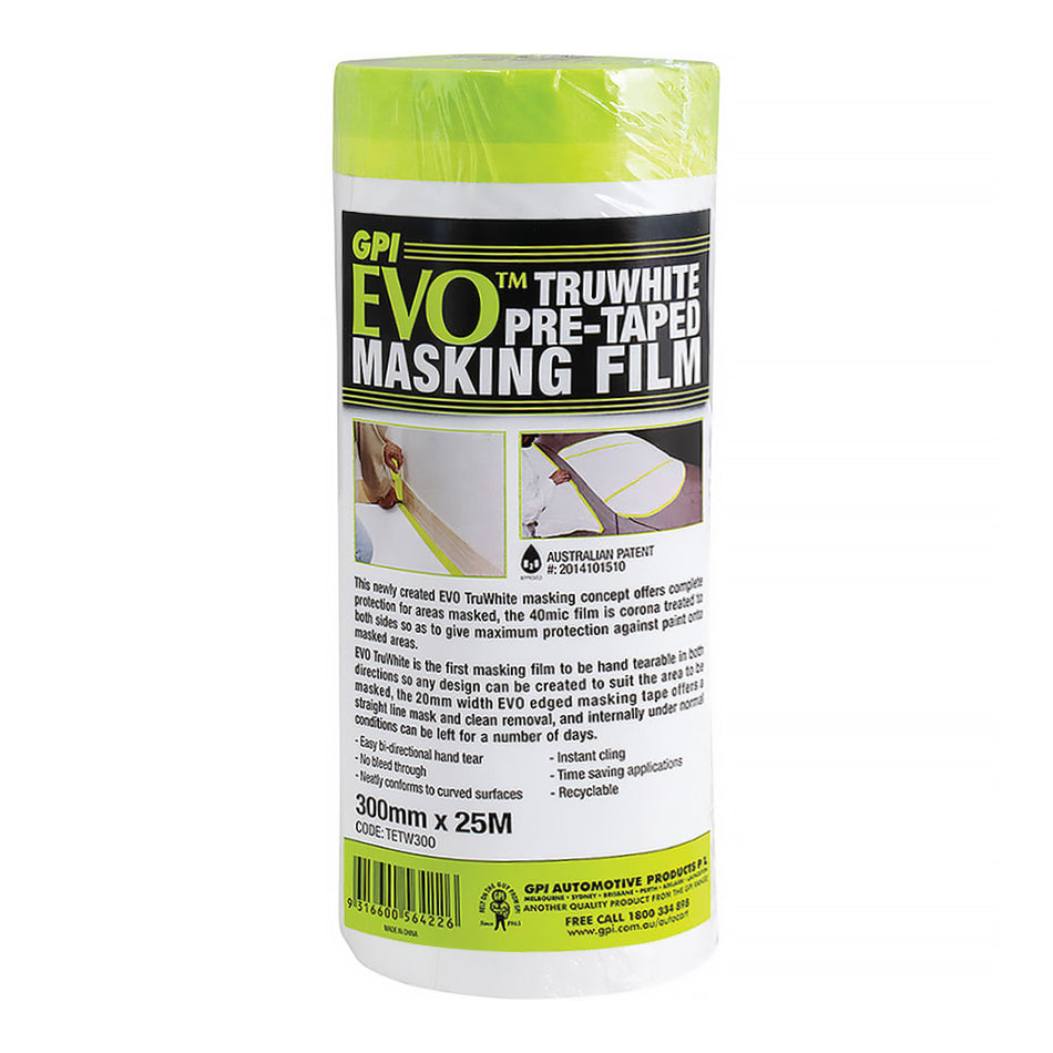 GPI EVO TruWhite Pre Taped White Masking Film Roll 300mm x 25m Refill