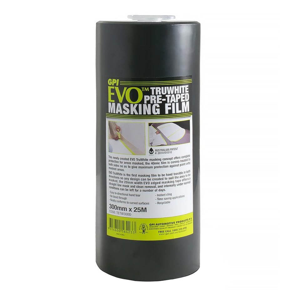 GPI EVO TruWhite Pre Taped White Masking Film Roll 300mm x 25m Dispenser