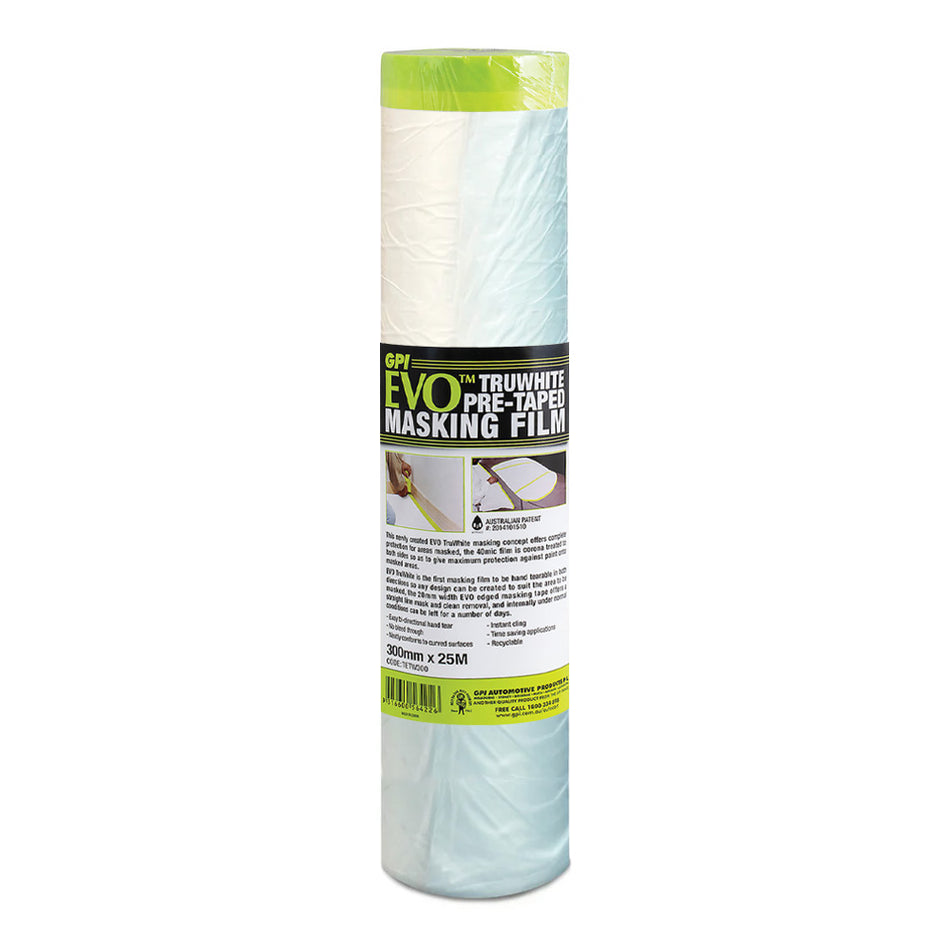 GPI EVO TruWhite Pre Taped White Masking Film Roll 600mm x 25m Refill
