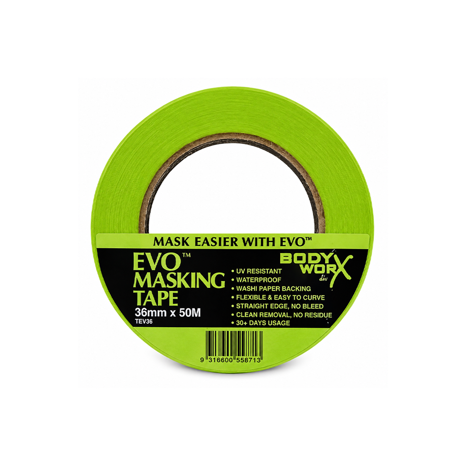 BODYWORX EVO Green Automotive Washi Masking Tape 36mm x 50m 6 Pack