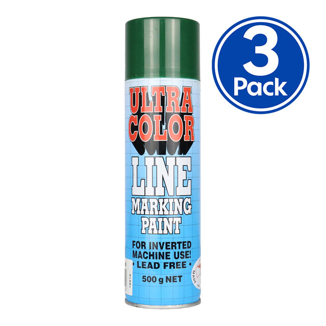 ULTRACOLOR Line Marking Spray Paint Green 500g Aerosol x3 Pack
