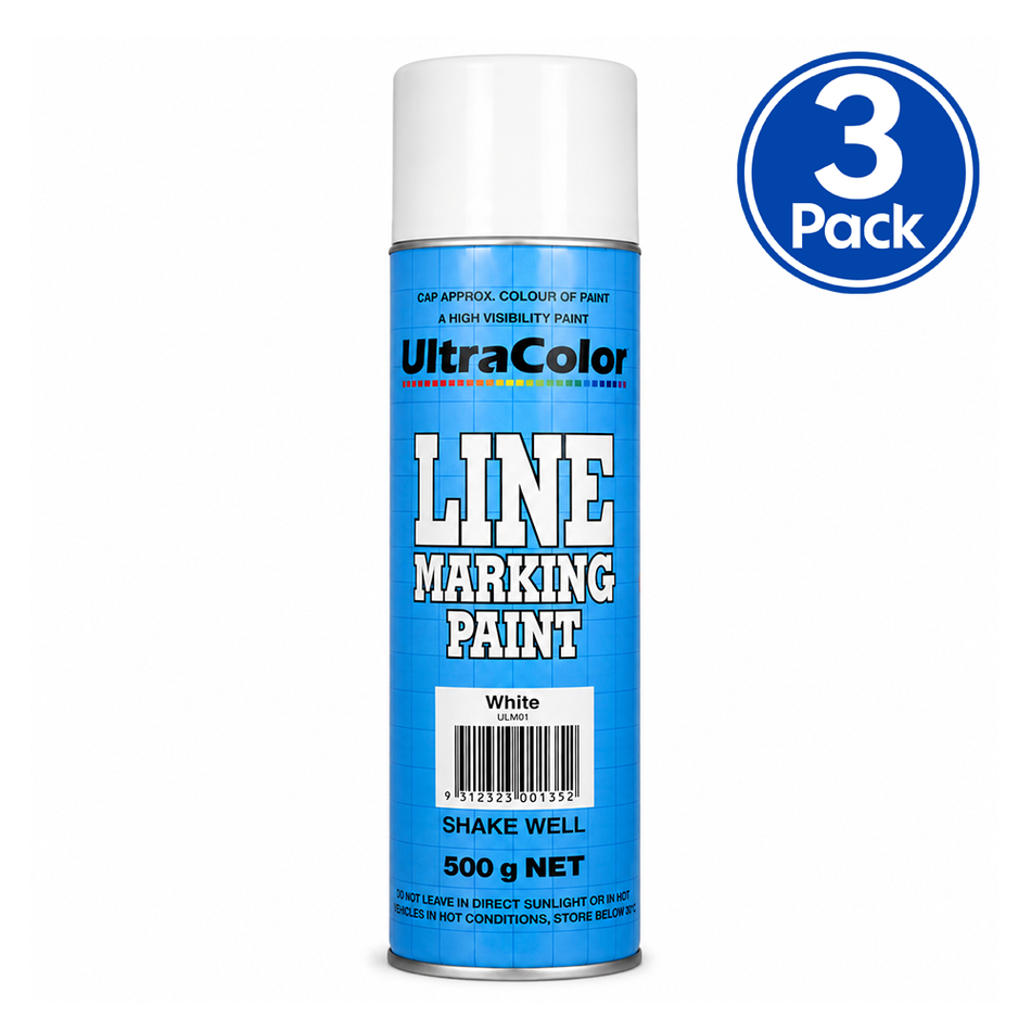 ULTRACOLOR Line Marking Paint White 500g Inverted Aerosol 3 Pack