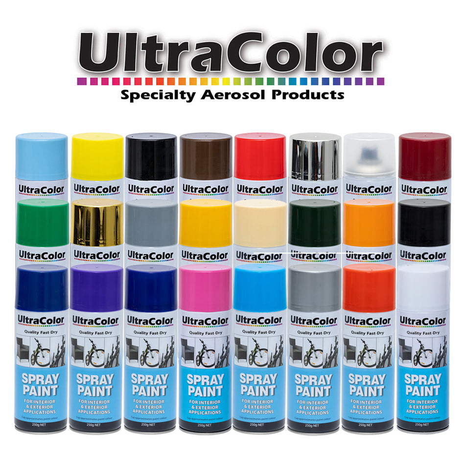 ULTRACOLOR Spray Paint Fast Drying Interior Exterior 30 Colours 250gm Cans