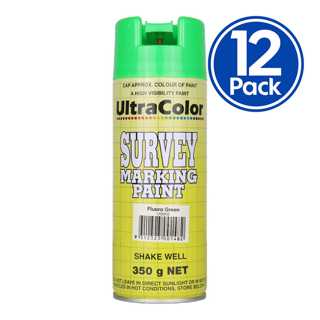 ULTRACOLOR Survey Marking Paint Spot Marker Aerosol Can 350g Fluoro Green x 12