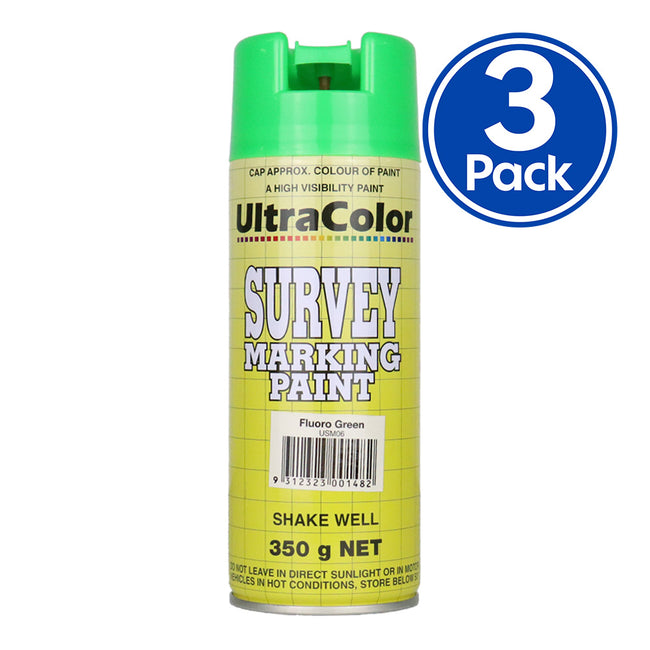 ULTRACOLOR Survey Marking Paint Spot Marker Aerosol Can 350g Fluoro Green x 3