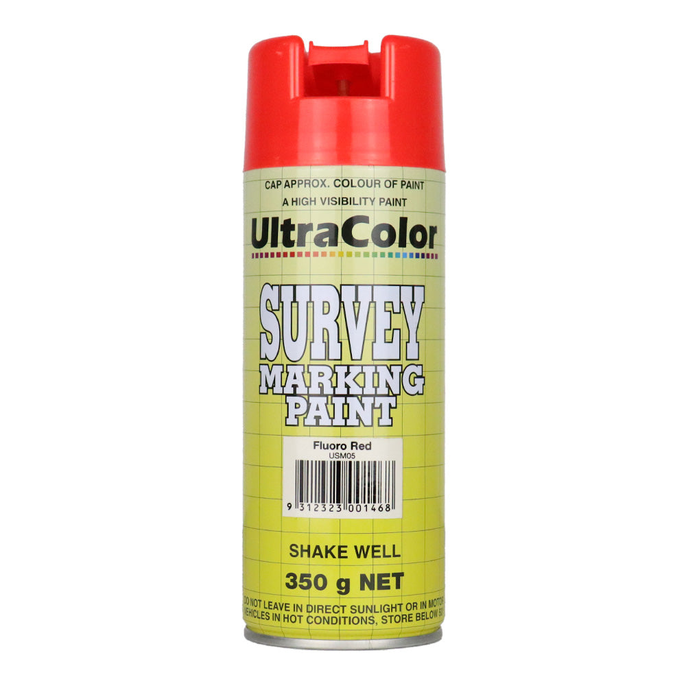 ULTRACOLOR Survey Marking Paint Spot Marker Aerosol Can 350g Fluoro Red