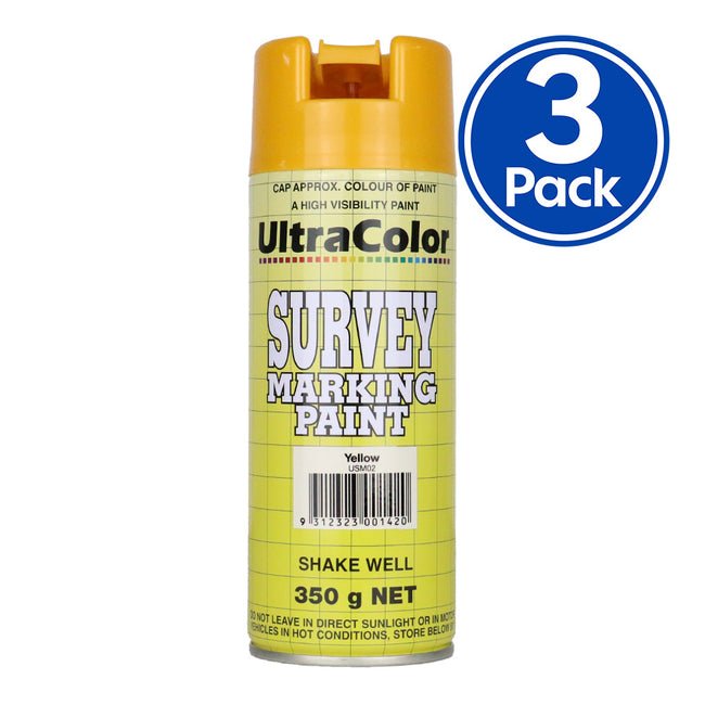 ULTRACOLOR Survey Marking Paint Spot Marker Aerosol Can 350g Yellow x 3