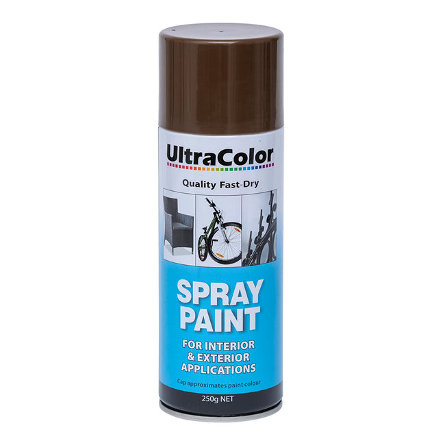 ULTRACOLOR Spray Paint Fast Drying Interior Exterior 250g Mission Brown Cans