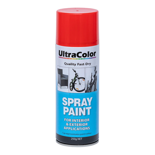 ULTRACOLOR Spray Paint Fast Drying Interior Exterior 250g Bright Red Cans