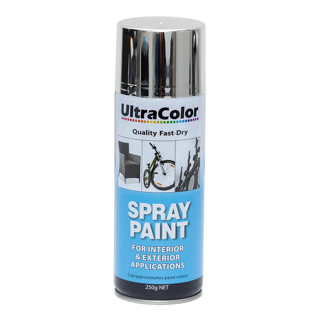 ULTRACOLOR Spray Paint Fast Drying Interior Exterior 250g Chrome Cans